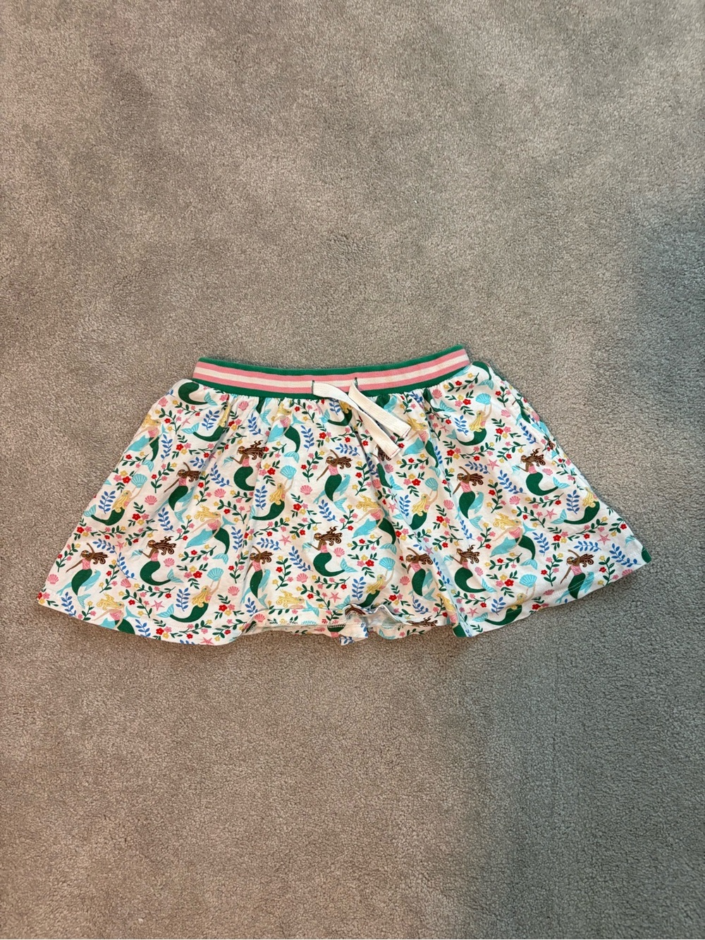 Mini Boden White Skort with Teal Mermaid & Pink Waistband
